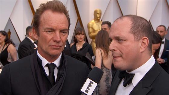 Sting Hits the 2017 Oscars Red Carpet & Talks Best Song Nomination E