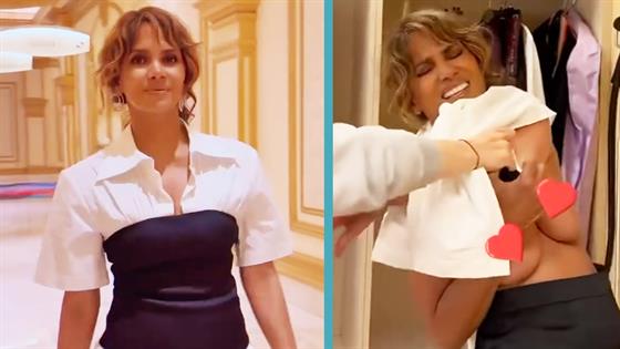 Halle Berry Has Multiple Nip Slips Due to Hilarious Wardrobe Malfunction