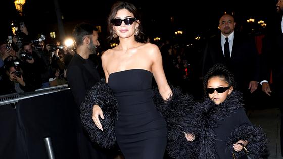 Kylie Jenner and Stormi Webster Twin at Paris Fashion Week