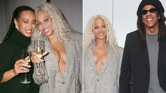 Beyoncé Sports Plunging Blazer for Rare Outing With Jay-Z and Sister Solange Knowles #JayZ