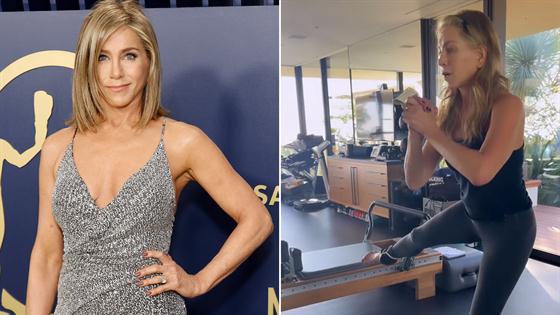 Jennifer Aniston Squatted and Kicked in Workout Pants That Look So