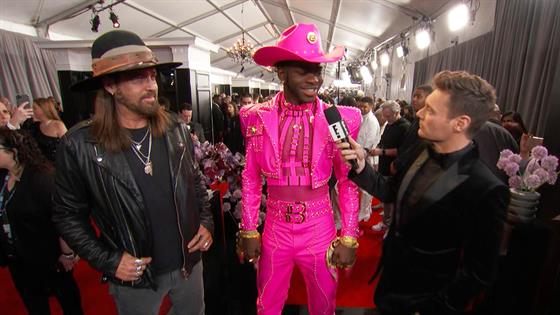 Lil Nas X Talks Bright Pink Versace Suit at 2020 Grammys