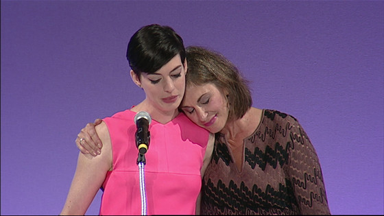 Anne Hathaway Breaks Down During Speech