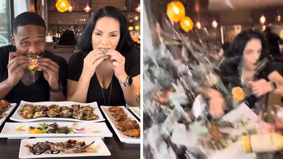 Car Crashes Into Food Influencers NinaUnrated and Patrick Blackwood While  They're in Restaurant